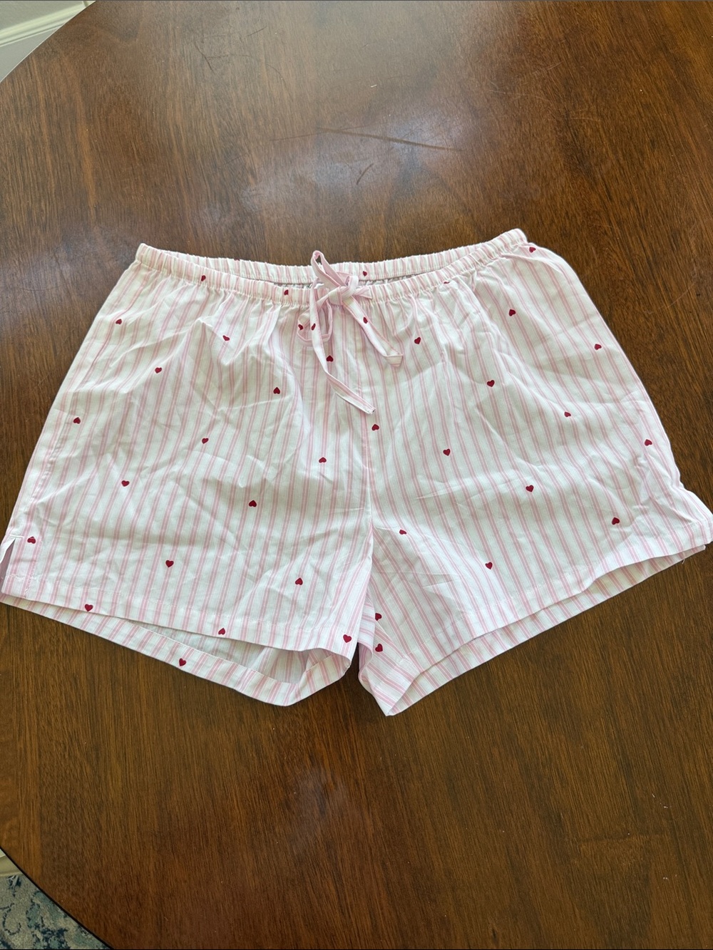 H&M Pink and White Striped Heart Print lounge Shorts
